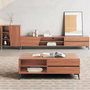 可调时尚新款咖啡木立式最佳家具柜2022客厅现代木质电视桌支架