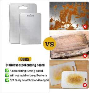 Nouvelles planches à découper à motif granulaire en acier inoxydable 304 double face ANTI-RAISSEMENT résistantes aux rayures pour la cuisine - Product Image 6