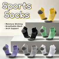 Chaussettes de sport pour hommes personnalisées, respirantes, en maille nid d'abeille, anti-humidité, avec compression de la voûte plantaire, coussinées, antidérapantes