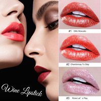 ALIVER Ensemble de 6 gloss à lèvres effet bouteille de vin, fini mat, longue tenue, anti-transfert, haute pigmentation, réduit les ridules