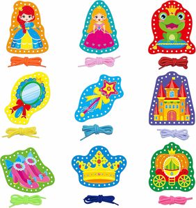 Ensemble <span class=keywords><strong>de</strong></span> cartes à lacer Contes <span class=keywords><strong>de</strong></span> fées, Jouets double face <span class=keywords><strong>Princesse</strong></span> et Prince, Activité éducative <span class=keywords><strong>de</strong></span> lacer pour la coordination œil-main - Product Image 1