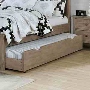 Cama individual con cama nido, 2 mesitas de noche, juego de muebles de dormitorio en gris cálido con acabado de madera, almacenamiento para niños y adolescentes - Product Image 3