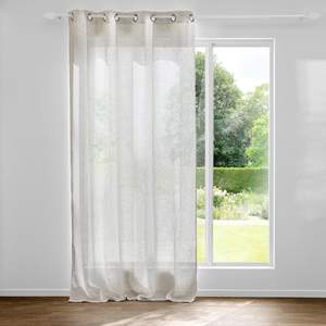 CORTINA MARIUS LINE - TELA CON EFECTO LINO, 140X280CM, BEIGE CON DECORACIÓN - Product Image 1