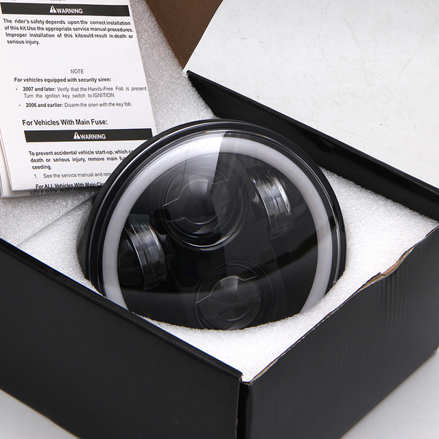 5.75 Inch LED Headlight Halo Ring White DRL Angel Eye,New 5.75 Motorcycle Round Led Headlight