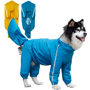 Impermeable para perros con cobertura para las cuatro patas, azul y amarillo, tallas mediana y grande - Product Image 1