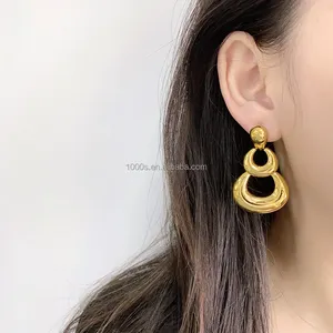 Factory Wholesales Luxury Design Gold Plated Brass Earrings Simple Studs Earrings for Women Girl Gift