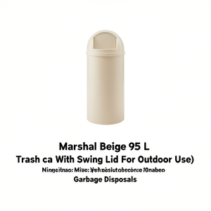 Cestino per rifiuti Marshal Beige 95 L con coperchio a battente per uso esterno - Product Image 2