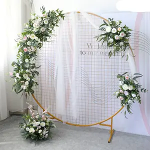 wedding decorative metal flower ring stand grid iron arch frame for party stage display Artificial wrought iron round ring arch