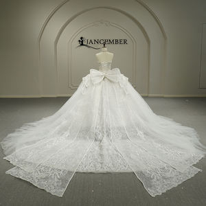 GT26016 Vestido de Novia Moderno y Lujoso, Largo hasta el Suelo, Antiestático, con Bordado de Cuentas, Lentejuelas, Apliques de Cristal y Lazo - Product Image 5