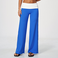 Pantalon de yoga évasé pour femme, taille haute contrastante, doux et extensible, pour l'entraînement et le fitness, 5 couleurs disponibles