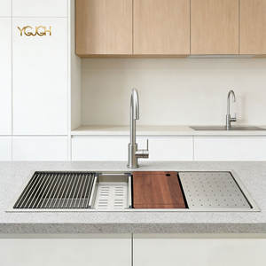 <span class=keywords><strong>Lavello</strong></span> da cucina a doppia vasca in acciaio inossidabile, da incasso, stile Farmhouse, con accessori multipli scorrevoli - Product Image 2