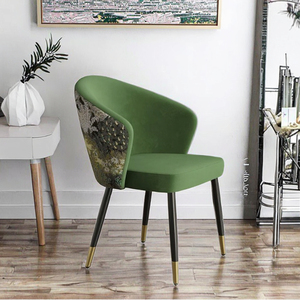 NOVA Modern Design Art Déco <span class=keywords><strong>Chaise</strong></span> de Salle à Manger Vert Fashion Velours <span class=keywords><strong>Tissu</strong></span> avec Pieds en Acier au Carbone pour Restaurant ou Villa - Product Image 1