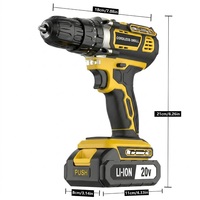 Perceuse à percussion sans fil 20V, kit professionnel pour bricolage, mandrin sans clé 30mm 2.0Ah 3/8 pouce, vitesse variable, alimentée par batterie