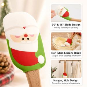 Espátula de Silicona para Repostería con Logotipo Personalizado LA, Mango de Madera, Antiadherente, Herramienta para Decorar Pasteles y Fondant, OEM ODM - Product Image 1