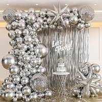 Kit de ballons disco argentés métalliques avec franges et étoiles éclatantes pour fête d'anniversaire, anniversaire, Noël, danse, club, décoration de scène