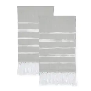 100% Cotton Turkish Kitchen Towels with Hanging Loop & Tassels Ultra Washcloth with Fringes Reusable Hand Towels