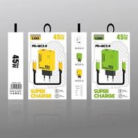 Cargador Superrápido de 45 W para Teléfono Móvil, Cargador de Viaje USB-C con Cable USB C, Carga Rápida de 45 W, Adaptador de Corriente USB Tipo C PD