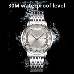 Reloj Mecánico de Imitación de Acrílico y Acero Inoxidable Totalmente Automático para Hombre, Resistente al Agua 30M, Luminoso, con Doble Calendario, Moderno - Product Image 1