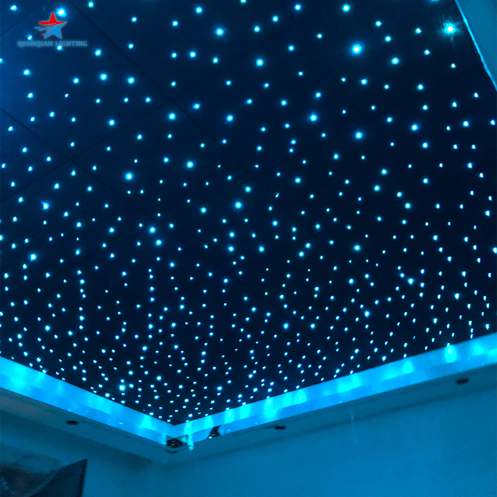 Ceiling Fiber Optic Starry Sky Light RGBW LED Remote DMX/ App Control Black/Dark Blue Panels 60x60cm for Cinema Children Rooms