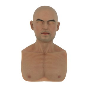 Silikon Europäischer Mann Künstliche Kopfmaske Kopfbedeckungloser Mann für Afrikanischen Mann Cosplay Jungen Party Kostüm Schauspieler Schauspielerin - Product Image 4