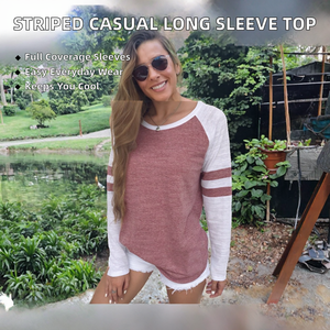Haut décontracté à manches longues et col rond pour femme, nouvelle collection automne, style rayé, respirant, en polyester Balry - Product Image 2