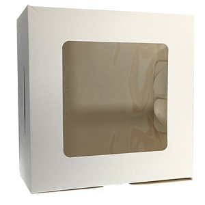 Sunshie Custom Logo 12 Inch <b>White</b> Cake <b>Boxes</b> 12 X 12 X 6 Inches Bulk with Window and Matt Lamination Embossing - Product Image 4