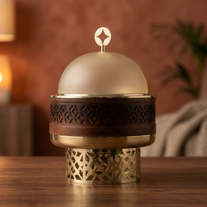 Casserole de luxe en céramique avec couvercle en acier inoxydable et anse en bois, revêtement antiadhésif – Écologique, pour servir et décorer les aliments - Product Image 2