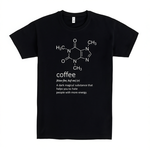 T-shirt con formula chimica della caffeina, maglietta nera unisex, regalo per gli amanti del caffè - Product Image 2