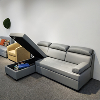 China Hersteller Modernes Design Leder L-Form Klappbares Stauraum Home Wohnzimmer Möbel Schlafsofa