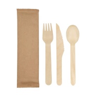 Kit de couverts jetables biodégradables en maïs emballés individuellement : cuillère, fourchette, couteau et serviette écologiques pour restaurant