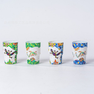 Colorful Lizard Mosaic <b>Ceramic</b> <b>Cups</b> Mini Mugs For Gifts And Souvenirs Quanzhou Craft Ivory White Pattern Cartoon - Product Image 1