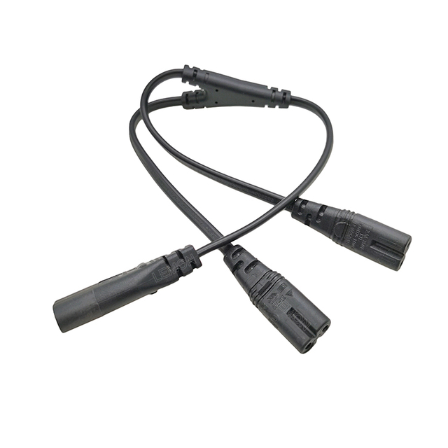 IEC 320 C8 to C7 Dual Female Y Splitter Power Line Cable 30cm H03VV-F 0.75mm Extension Cord
