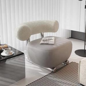 Nordic light luxe luge chaise salon chambre <span class=keywords><strong>laine</strong></span> <span class=keywords><strong>d</strong></span>'agneau tissu canapé en <span class=keywords><strong>acier</strong></span> inoxydable simple chaise paresseuse - Product Image 4