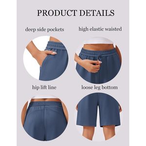 FOXA Bermuda Pantalones cortos deportivos para mujer, cintura alta, hasta la rodilla, con bolsillos, ropa deportiva informal - Product Image 3
