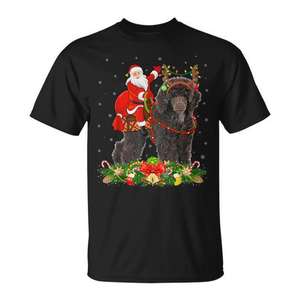 Camiseta navideña con diseño de perro Toy Poodle y Papá Noel montando - Product Image 1