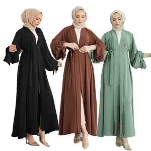 新款时尚绑带中东穆斯林迪拜阿拉伯新风格长款和服长袍长裙