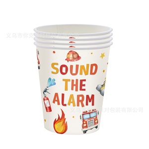 Assiettes, gobelets et <span class=keywords><strong>serviettes</strong></span> en <span class=keywords><strong>papier</strong></span> jetables pour fête d'enfants sur le thème des camions de pompiers – Kit de fournitures pour célébrations – Vente chaude - Product Image 4