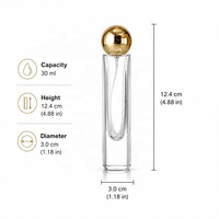 Vente en gros de flacons de parfum en verre de luxe vides, design de créateur, 30 ml, fond épais avec bouchon à bille et vaporisateur