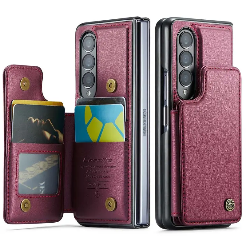 Voor Samsung Galaxy Z Fold3 Magnetische Lederen Portemonnee Met Hide Stand Case Pu Lederen Case