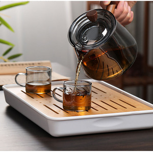 Juego de tetera para el hogar al por mayor, tetera con mango de madera gris humo de alto borosilicato, 500ml, 750ml - Product Image 4