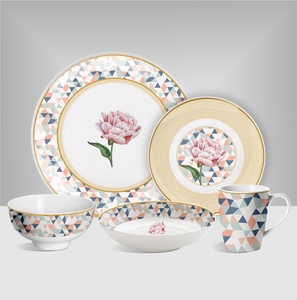 Juego de vajilla de <span class=keywords><strong>porcelana</strong></span> de estilo Floral, juego de vajilla de <span class=keywords><strong>porcelana</strong></span> de estilo inglés con <span class=keywords><strong>platos</strong></span> blancos, 12 Uds./16 Uds. - Product Image 1