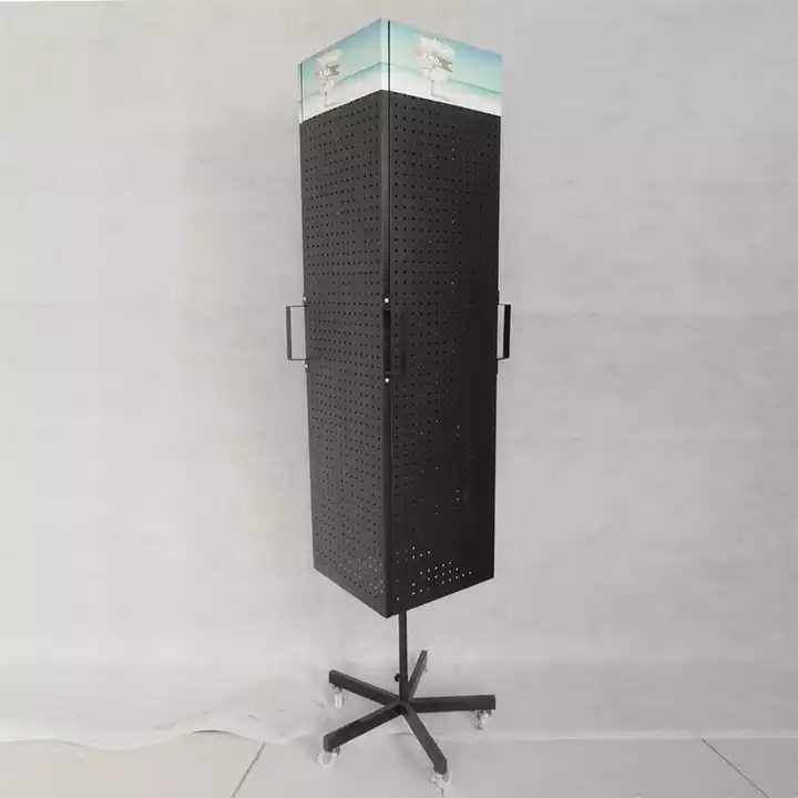 Custom Four Sided Metal Pegboard Rotating Display Stand Retail Jewelry ...