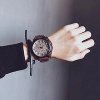 Montre Homme Tendance Rétro de Luxe Classique d'Affaires à Quartz, Bracelet PU, Grand Cadran Tendance, Date, Montre-Bracelet pour Hommes