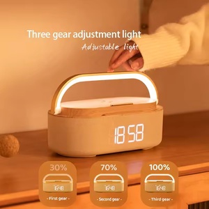 Réveil multifonctionnel, produits intelligents, chargeur de téléphone sans fil, veilleuse, lampe de bureau à intensité réglable, petit haut-parleur - Product Image 6