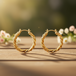 Orecchini a Cerchio E4484 in Lega di Zinco, Design Classico Intrecciato, Gioielli Unisex alla Moda - Product Image 2