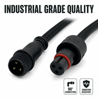 Câble connecteur étanche M12 3 broches mâle-femelle IP68 pour éclairage de Noël permanent et bande LED extérieure