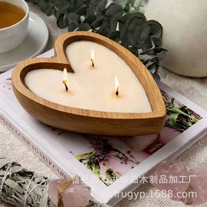 Bol à bougie en bois en forme de cœur, bois massif, décoration d'intérieur, cadeau pour la Saint-Valentin, porte-lampe à huile essentielle - Product Image 3