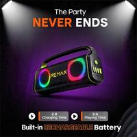 Enceinte Bluetooth portable Remax avec batterie rechargeable, lumière annulaire RGB, enceinte sans fil avec 1 micro sans fil pour fêtes à domicile et extérieur