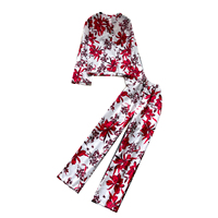 Ensemble décontracté pour femmes à imprimé floral pour l'automne, haut ample à manches longues, pantalon large à taille haute, tenue en deux pièces