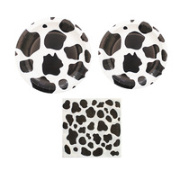 Décorations de fête à motif vache JUXINDA, thème noir et blanc, fournitures pour anniversaire sur le thème de la ferme, assiettes, gobelets